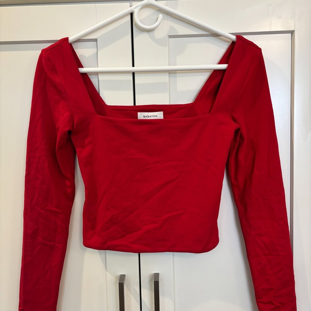Aritzia Red Square Neck Long Sleeve Top